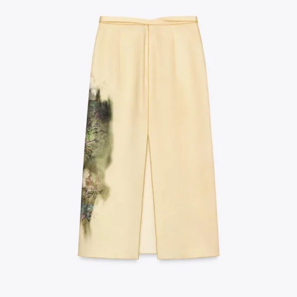 Zara Cream and Brown Midi Skirt - Picture 8 of 12